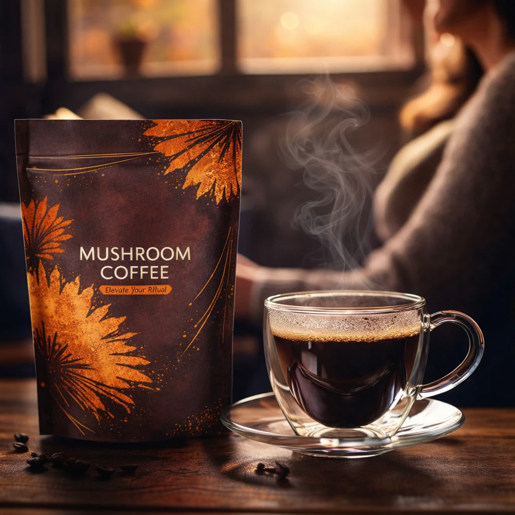 Mushroom Coffee Organic with 6 Adaptogenic Mushrooms,Lion’s Mane, Turkey Tail, Cordyceps, Reishi & MCT Oil and Supports Focus, Digestion, Immunity & Energy, 30 Servings Instant Coffee for Better Energy, Focus Digestion Immunity 30 Servings